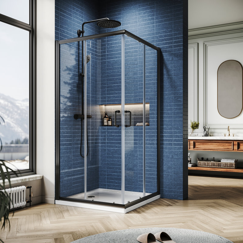 Cabine de douche carrée encadrée avec base 36 "x P 36" x H 72 ", Noir