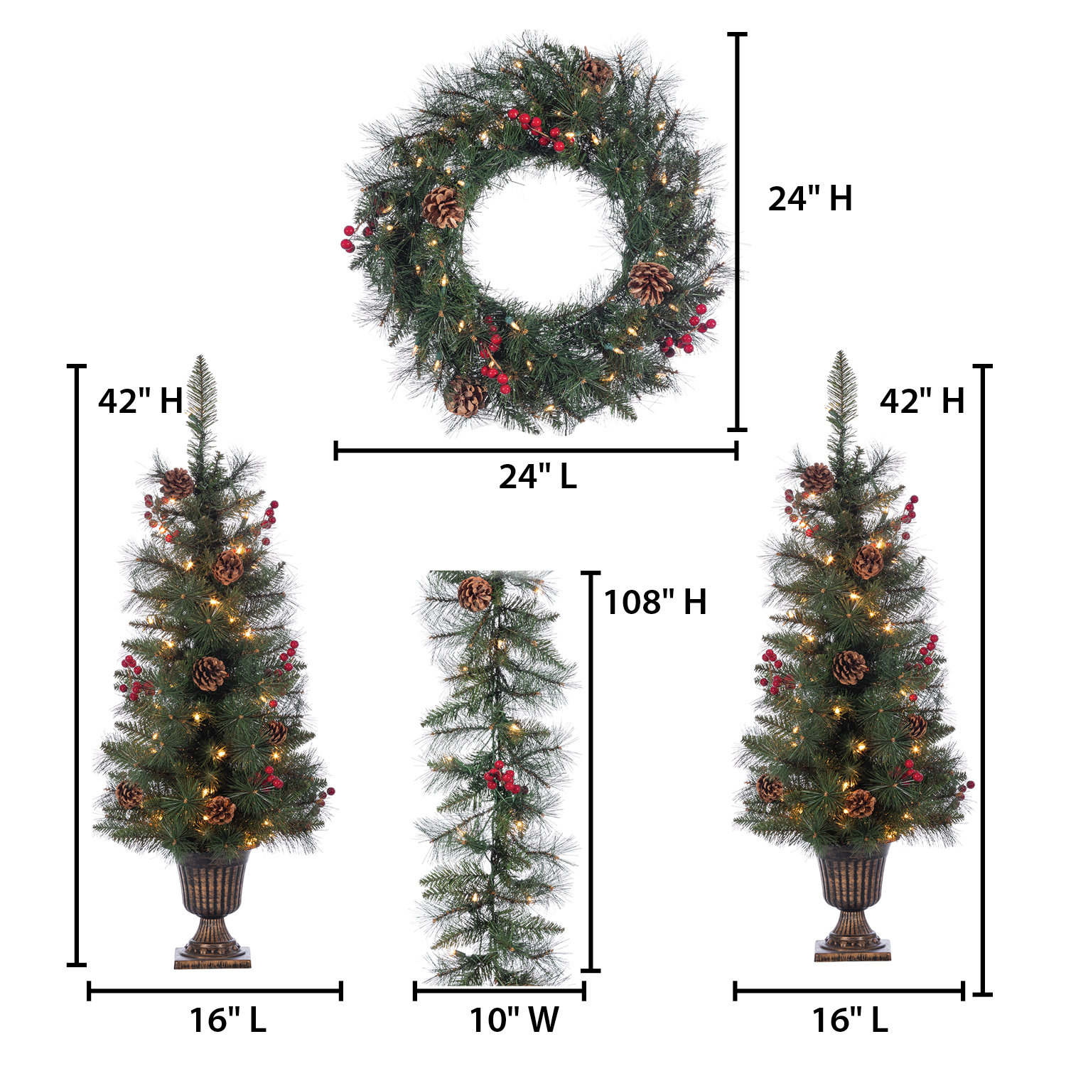 White 3.5' Pre-Lit Pine Christmas Tree