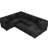 108.6" U-Shaped Sectional With Bed And Storage, 2 Ports, Power Sockets, Black Chenille Fabric Pull Out & Upholstery-1133019809