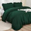 Ensemble d'édredon très foncé vert émeraude, ensemble de literie 3 pièces Boho Vintage Solid Forest Ruffle, ensemble de lit léger toutes saisons (édredon 104 x 90 po et 2 taies d'oreiller)-130873974-130873978