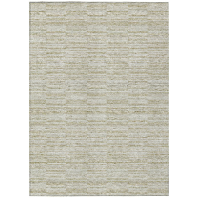 Tapis extérieur lavable rayé taupe beige et brun clair 5 pi x 8 pi