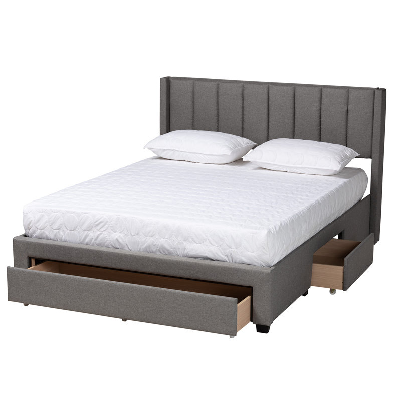 Valirie Upholstered Wingback Storage Bed, Full / Double, Gray