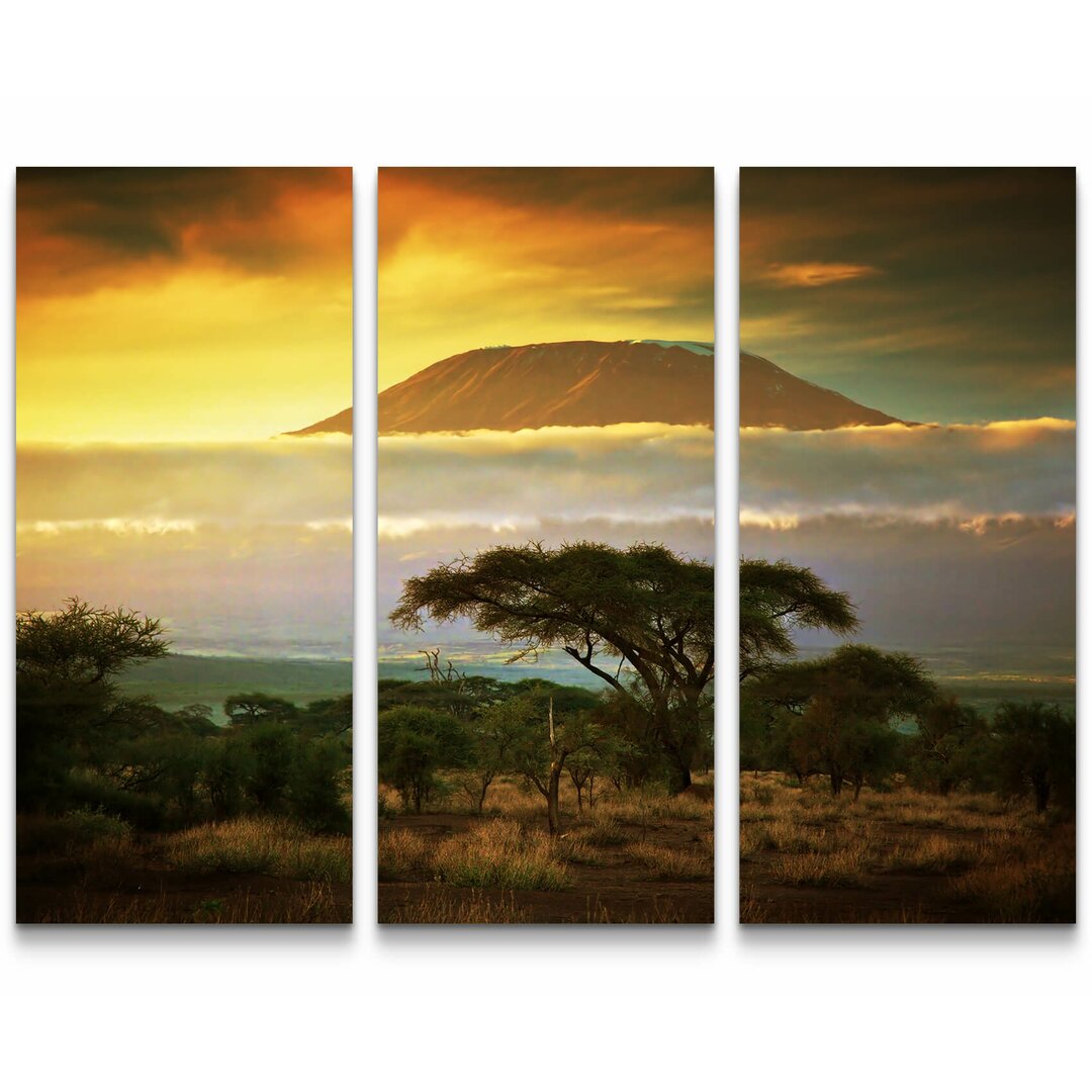 3-tlg. Leinwandbilder-Set Landschaft Kilimanjaro in Afrika