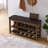 shoe-changing bench with PU leather seat and open shelves-1748243395