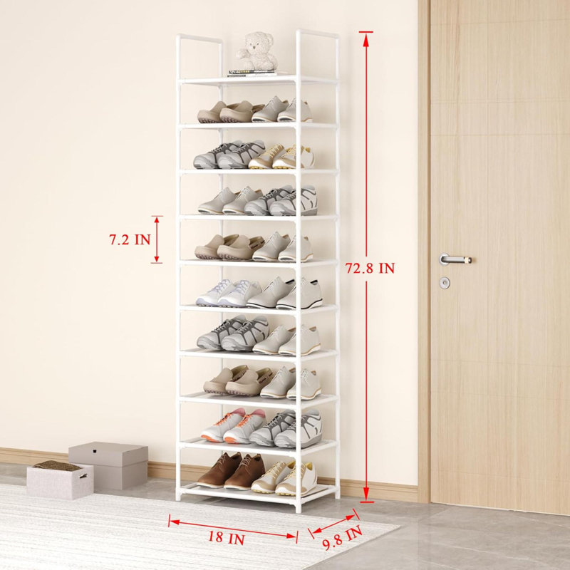 10-Tier Tall Shoe Rack,Large Sturdy Shoe Shelf Organizer, Non-Woven Fabric Narrow Free Standing Shoe Racks For Entryway, Hallway And Closet