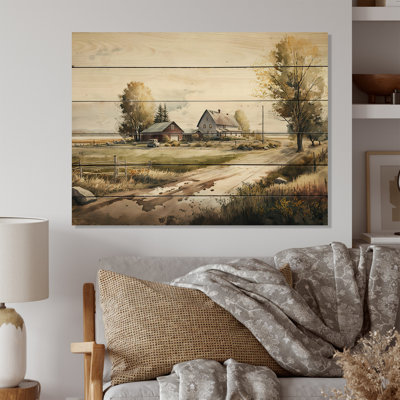Bellegarde Path To The Barn II - impression sur bois sans cadre