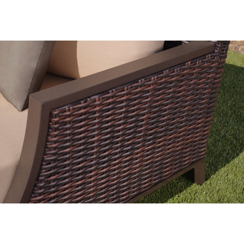 Casssara 2 Piece Curved Wicker Sectional, Beige Sunbrella®, Brown