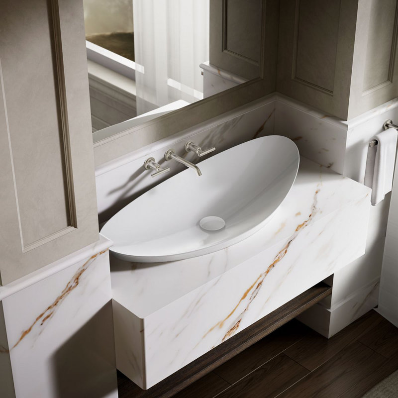 Veil® Trough Fireclay Specialty Vessel Bathroom Sink, White