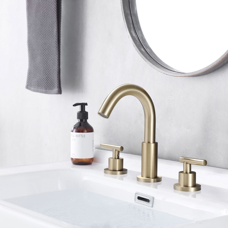 Widespread 2-handle Bathroom Faucet, Brushed Gold