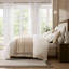 Ensemble de housse de couette 3 pièces, blanc + beige-130474463