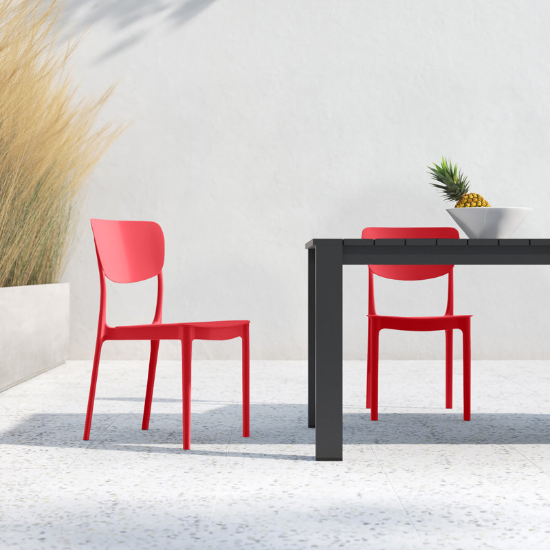 Farrah Outdoor Stacking Dining Side Chair, Red