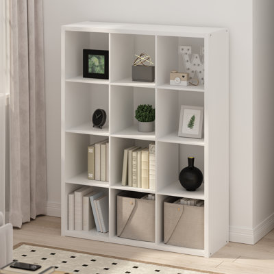 Latitude Run® Sisler Open Back Cube Storage Organizer, Standing Shelf, 12-Cube