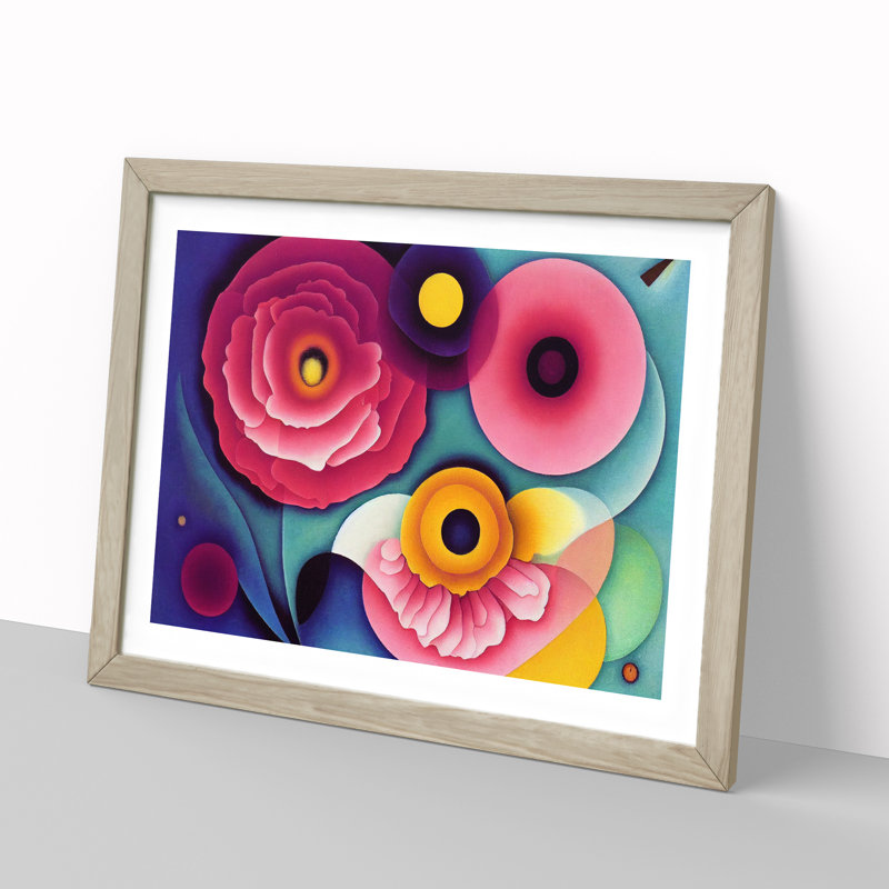 Abstract Carnation Flowers - Framed Print, 25cm H x 34cm W x 2cm D, Oak
