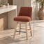 Tabourets de bar modernes de style Mid-Century, ensemble de 2, hauteur de comptoir 66 cm, avec dossier et pivot à 360°, pieds en bois massif, bordeaux