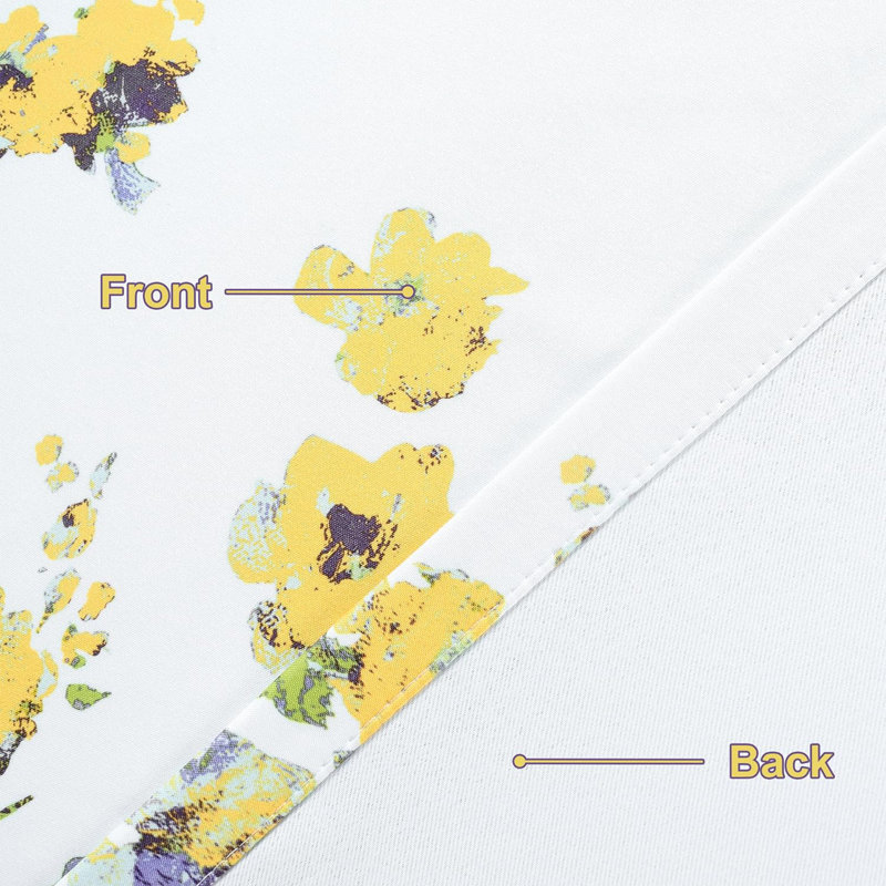 Yellow Floral Abstract Ink Painting Rod Pocket Valance