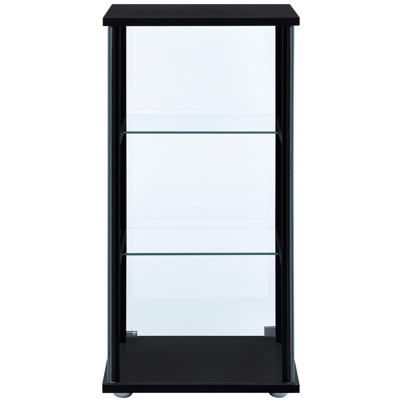 3 - Shelf Black Glass Curio Cabinet With Tempered Glass, Providing Ample Storage In Living Areas, 14.09 Inches Deep A Clear Door, Adding Modernity To Your Primary Space, 33.5H X 16.71W 14.09D