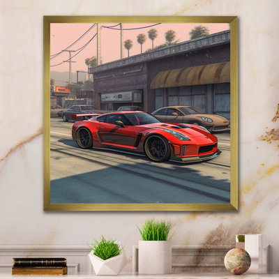 «Danuta Red and Black Muscle Car Elegance», reproduction sur toile