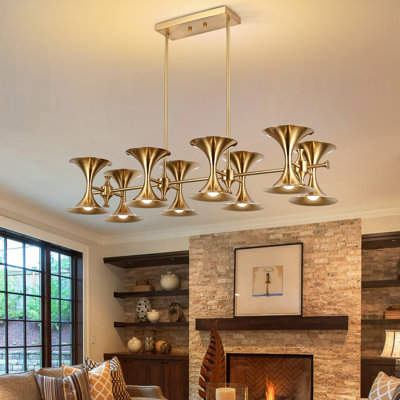 8-light Gold Chandelier With Trumpet Shaped Shade