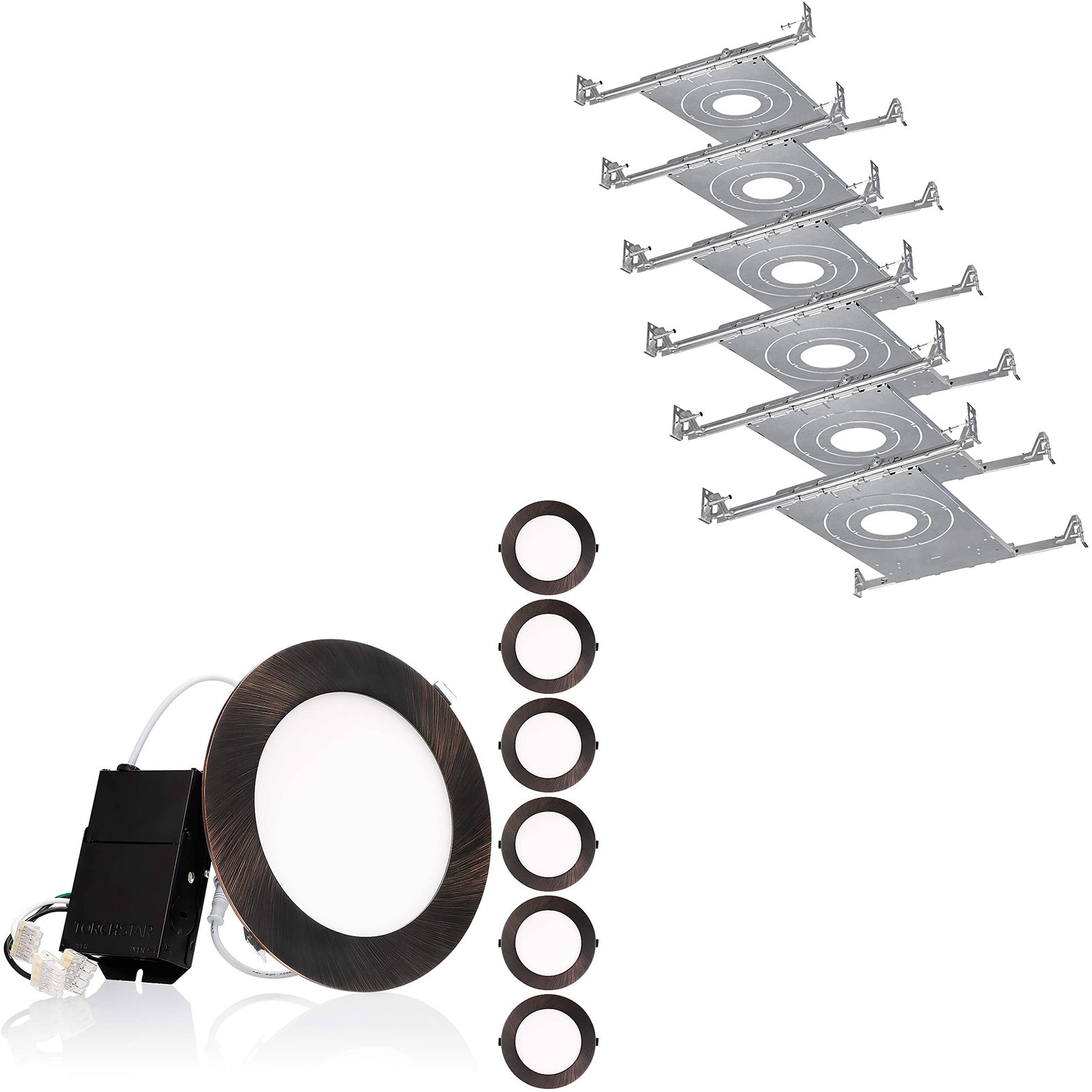 TORCHSTAR 6" Remodel IC LED Canless Recessed Light& Mounting Plate