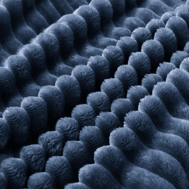 Nestl Cut Plush Cozy Throw Blanket - Fuzzy Warm Fleece Bed Blankets - Throws for Sofa, Bed, and Couch, Throw, Navy