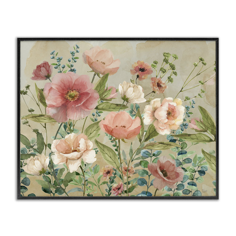 Giclée encadrée florale Surprise Garden, design par Nan, H 11 po x l 14 po, Giclée encadrée noir minuit