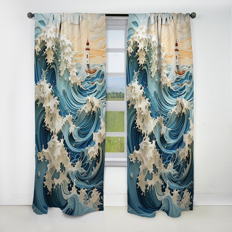Hearst - Rideau Coastal Waves - Rideau occultant sans motif - 1 panneau, 52" W x 84" L