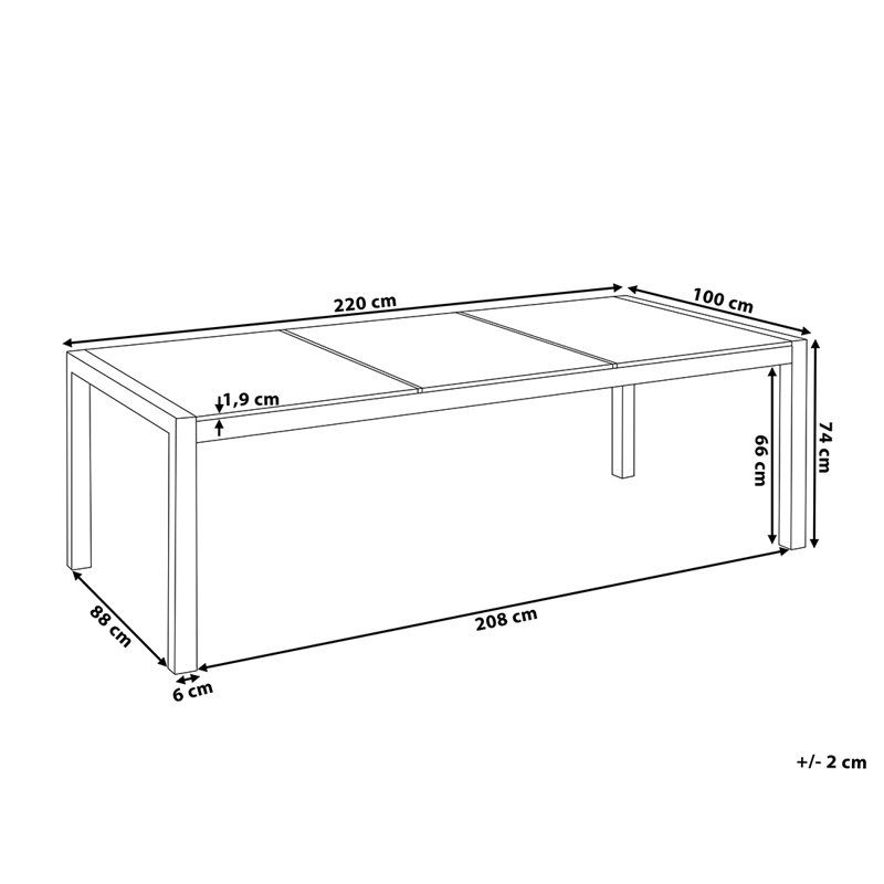 Anabriana Rectangular Metal Outdoor Dining Table , 220cm cm W 100cm cm D