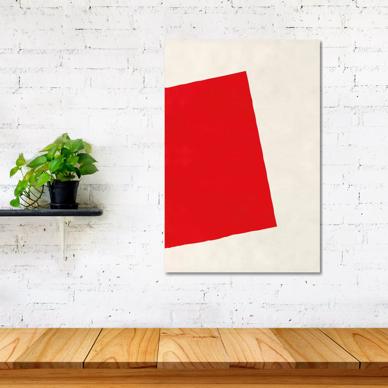 Art moderne carré rouge d'après Albers, reproduction sur verre acrylique, H 24 po x l 16 po x P 0,25 po