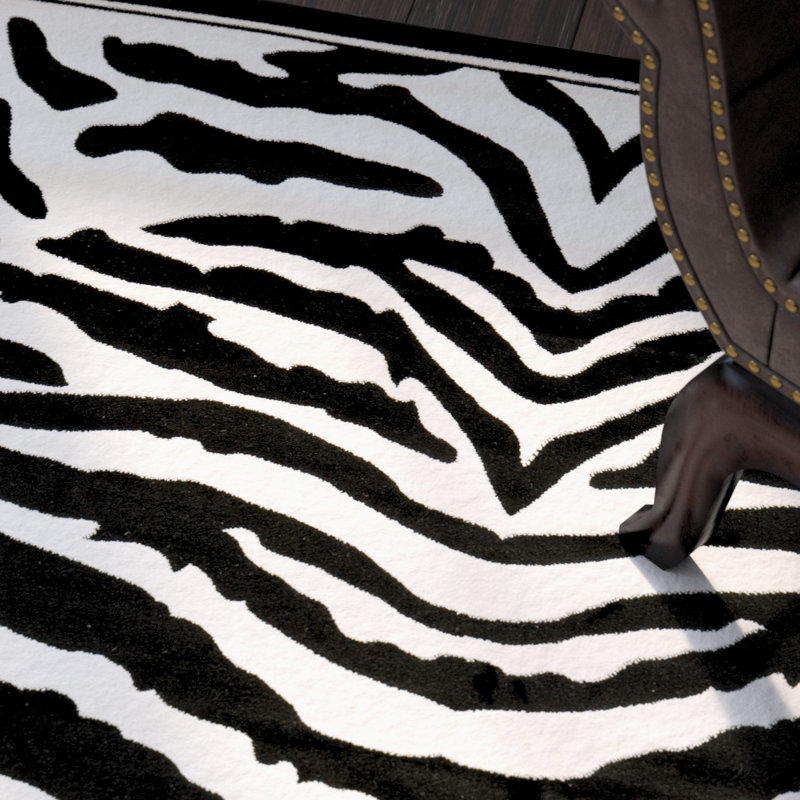 Tapis noir / blanc Cidnee, Rectangle 6 pi x 9 pi