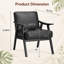 Chaise d'appoint classique de style Mid-Century moderne avec structure carrée en métal durable, fauteuil pour le salon, la chambre à coucher, le bureau personnel en revêtement de microfibre tacheté, cuir PU noir-1949352003