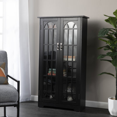 Armoire multimédia à panneau de fenêtre noire