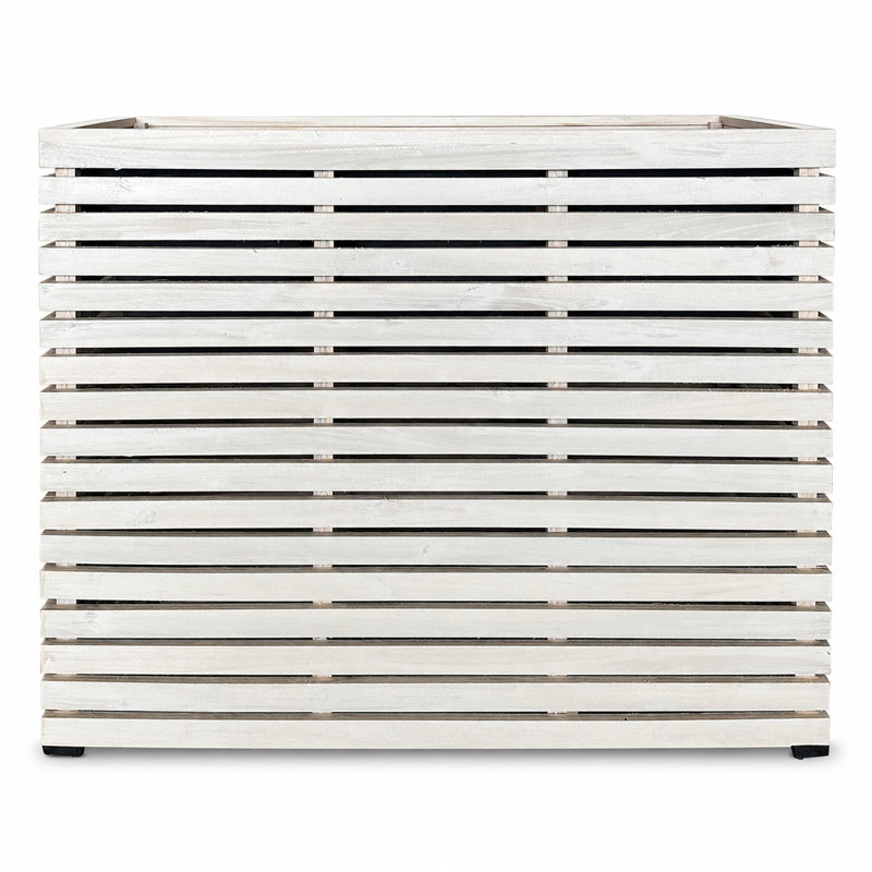 Boîte à fleurs surélevée en bois d'acacia blanc moderne intérieur / extérieur 31,89 po, White