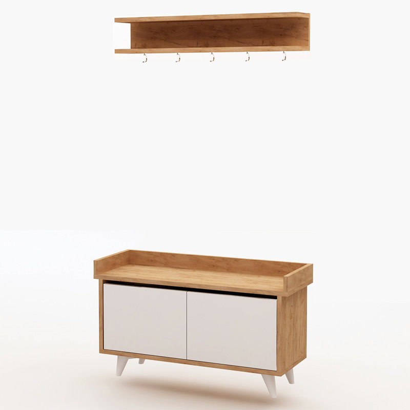 Portemanteau large 35,4 po, Chêne / Blanc