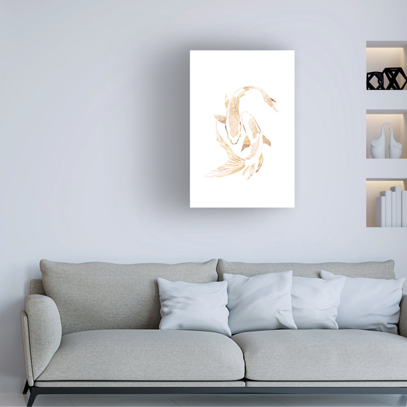 Poissons koi japonais dorés sur toile