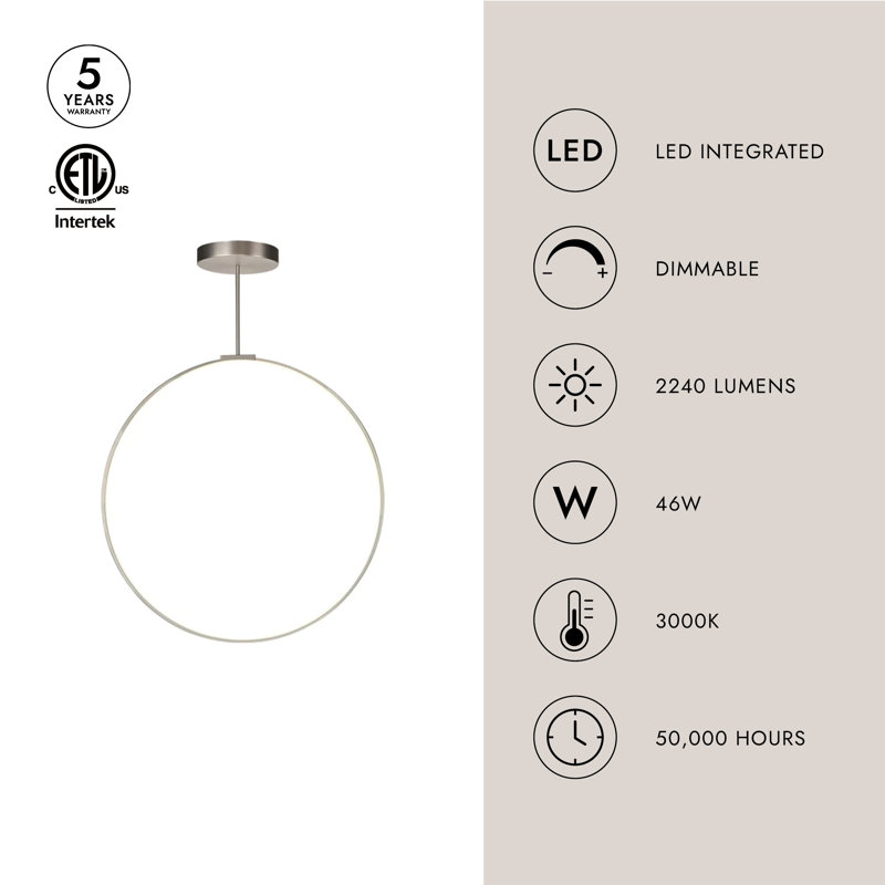 Cirque 1 - Light LED Pendant, White, 83.63" H x 36" W x 0.75" D