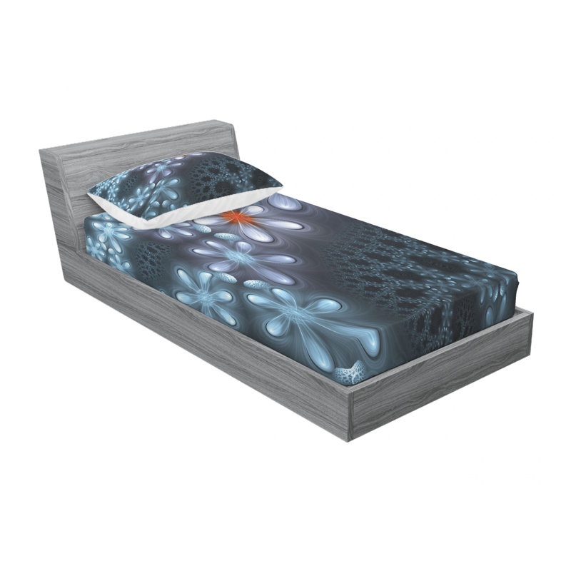 Ensemble de draps à motif de pétales ornementaux, Taie d'oreiller pour lit simple
