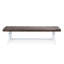 Banc en bois avec finition sablée brun foncé et métal rustique blanc, largeur de 63 po pour l'extérieur, structure en métal