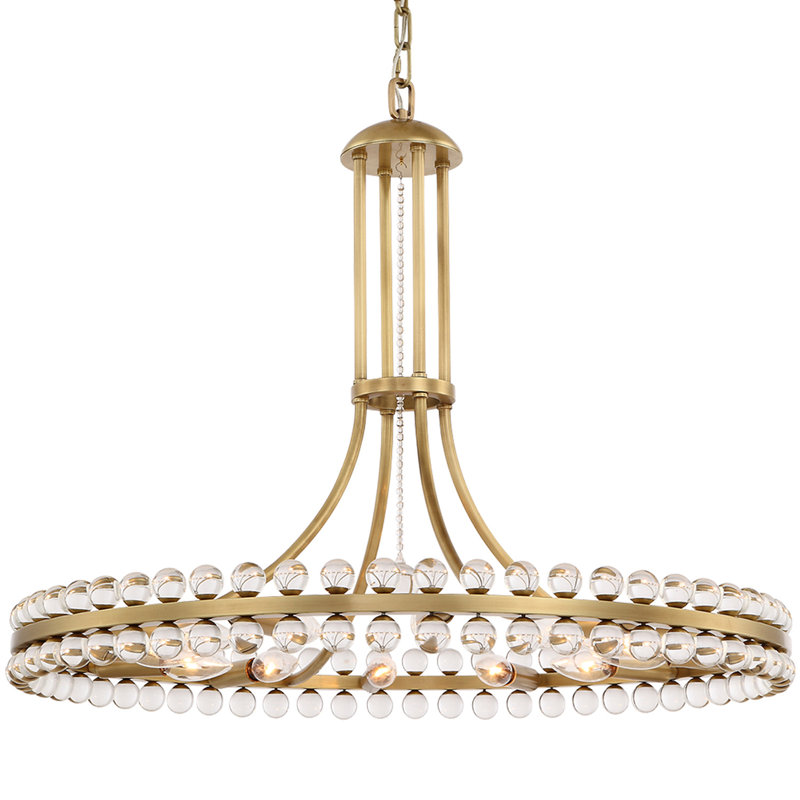 Clover 12-Light Crystal Pendant, 22.5", Aged Brass