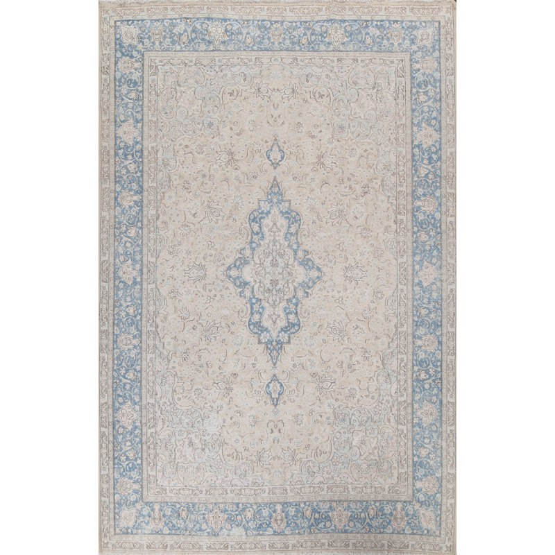 Tapis persan Kerman patiné noué à la main 9 x 12