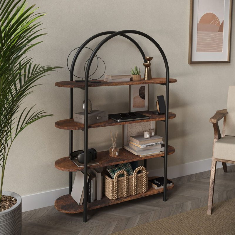 Amorie 46.46cm H x 35.43cm W Solid Wood Bookcase, Rustic Brown