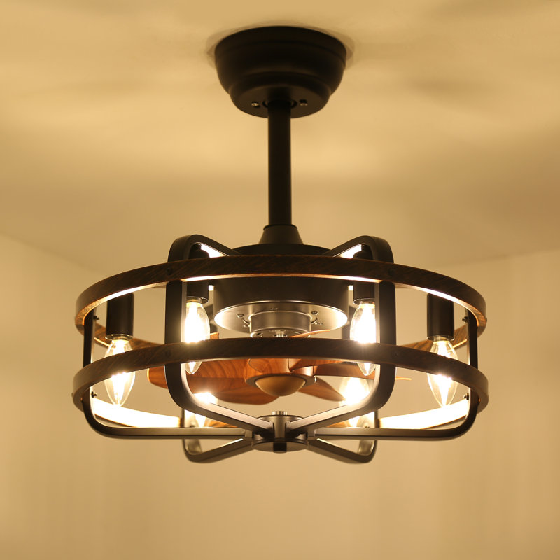 Ventilateur de plafond noir 20 pouces avec télécommande, 6 vitesses