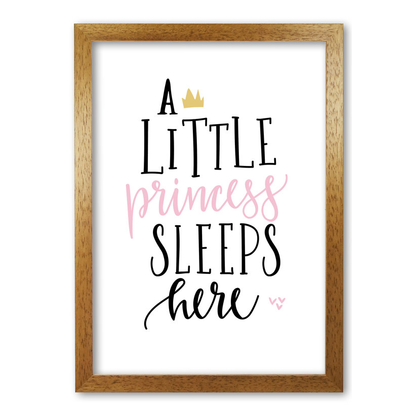 A Little Princess Sleeps Here - Print, Honey Oak Frame, 42 cm H x 30 cm W x 5 cm D