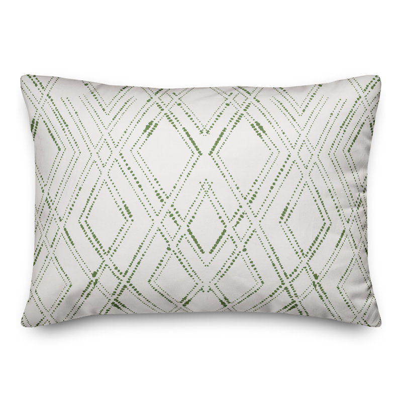  Coussin géométrique rectangulaire, Blanc / Vert