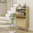 Narrow Shoe Cabinet with 2 Rattan Flip Drawers for 12 Pairs