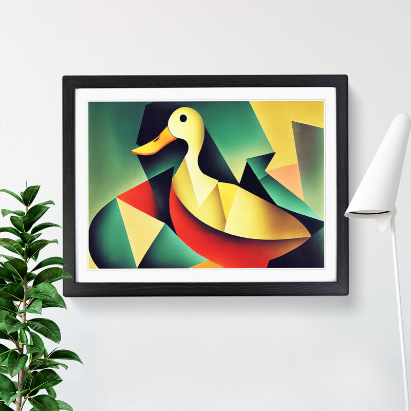 Exclusive Abstract Duck - Single Picture Frame Print, Black Framed, 46cm H x 64cm W x 2cm D