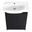 Lavabo de meuble-lavabo autoportant de 23 po. Modèle compact contemporain. Mouvement de porte à fermeture en douceur. Rangement abondant. Schéma de couleur châtaignier noir. Meuble-lavabo de salle de bain moderne facile à décontamine, châtaignier,-628704228