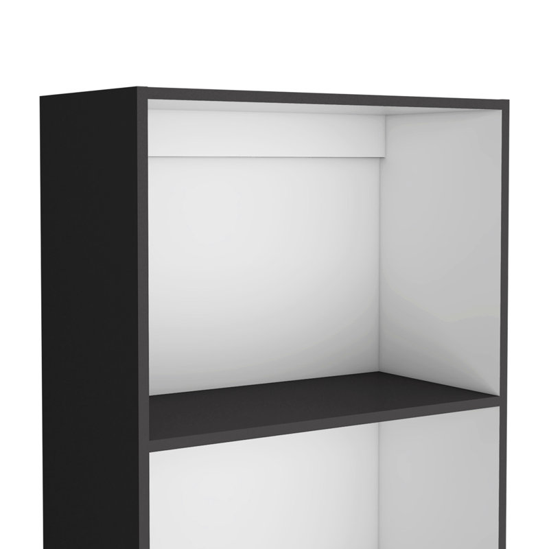4-Shelf Bookcase In Matt Gray And White - Maximizes Storage, Blends Classic Modern Designs, Decorates Home Space Shelf With 4 Levels Ample Modern, Enhances