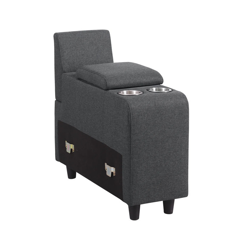 Console latérale rembourrée de 11 po de largeur avec rangement caché, Gris foncé