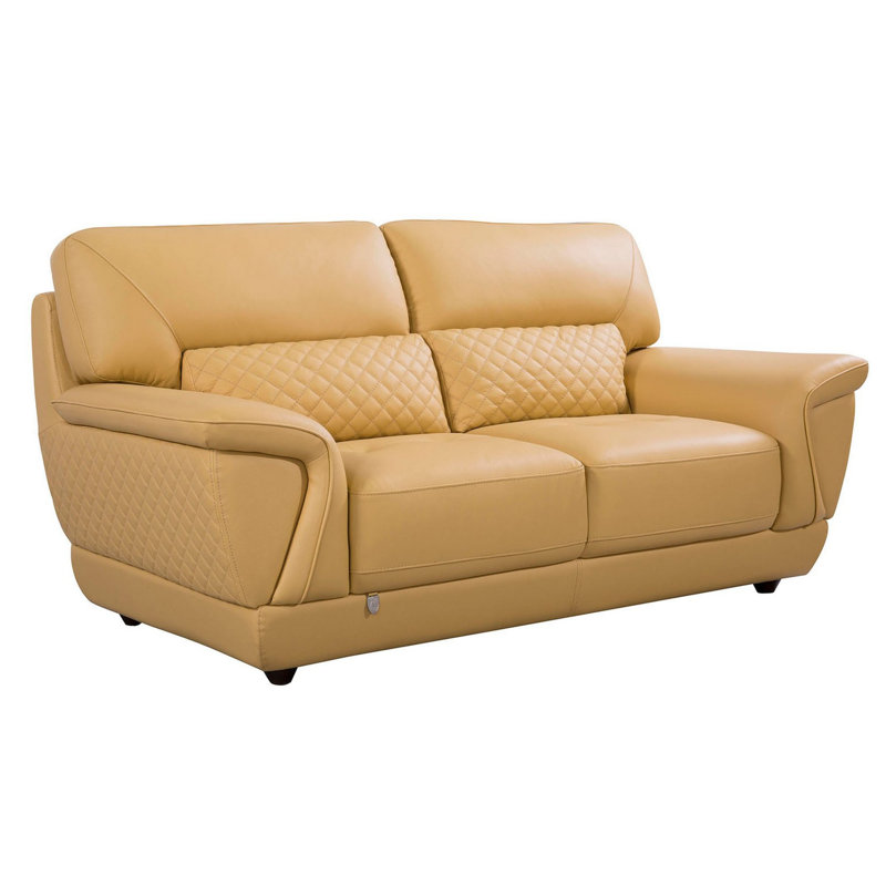 Kopervik Upholstered 73'' Loveseat, Yellow Leather Match