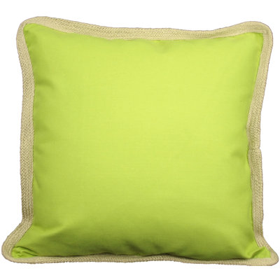Classic Jute Trimmed Solid Throw Pillow